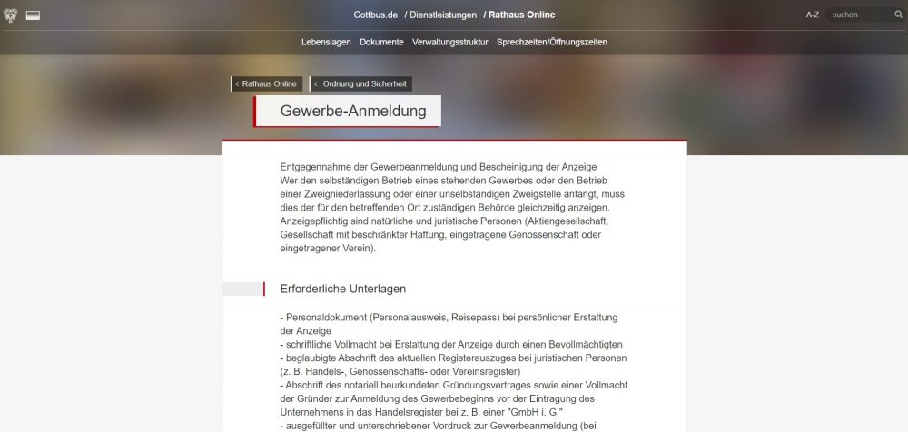 Cottbus Gewerbe anmelden